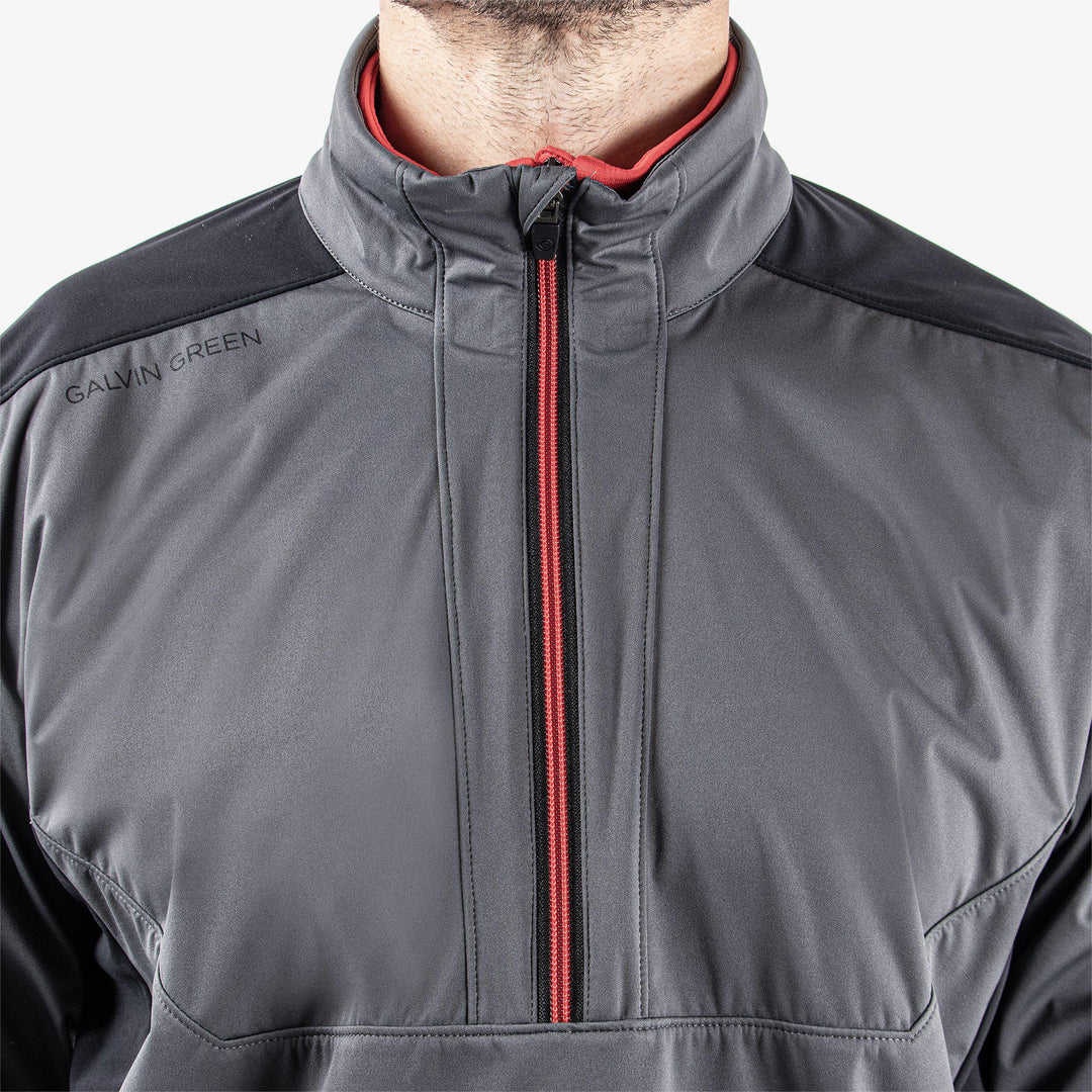 Lawrence is a Windproof and water repellent golf jacket for Men in the color Forged Iron/Black/Red(3)