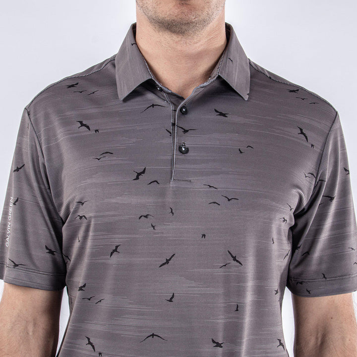 Marin is a Breathable short sleeve golf shirt for Men in the color Forged Iron/Black (4)