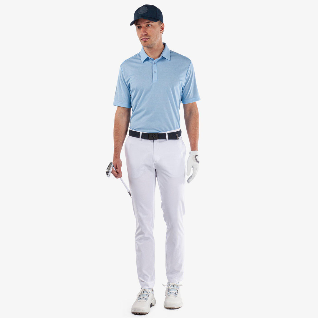 Marv is a Breathable short sleeve golf shirt for Men in the color Crystal Blue Melange(2)