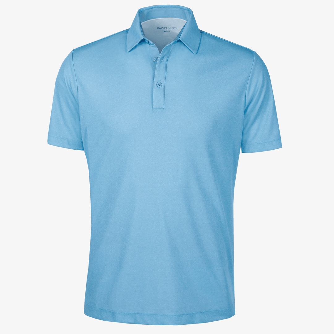 Marv is a Breathable short sleeve golf shirt for Men in the color Crystal Blue Melange(0)