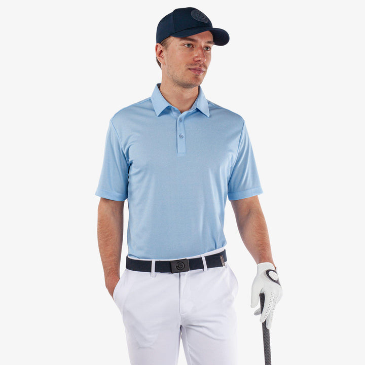 Marv is a Breathable short sleeve golf shirt for Men in the color Crystal Blue Melange(1)