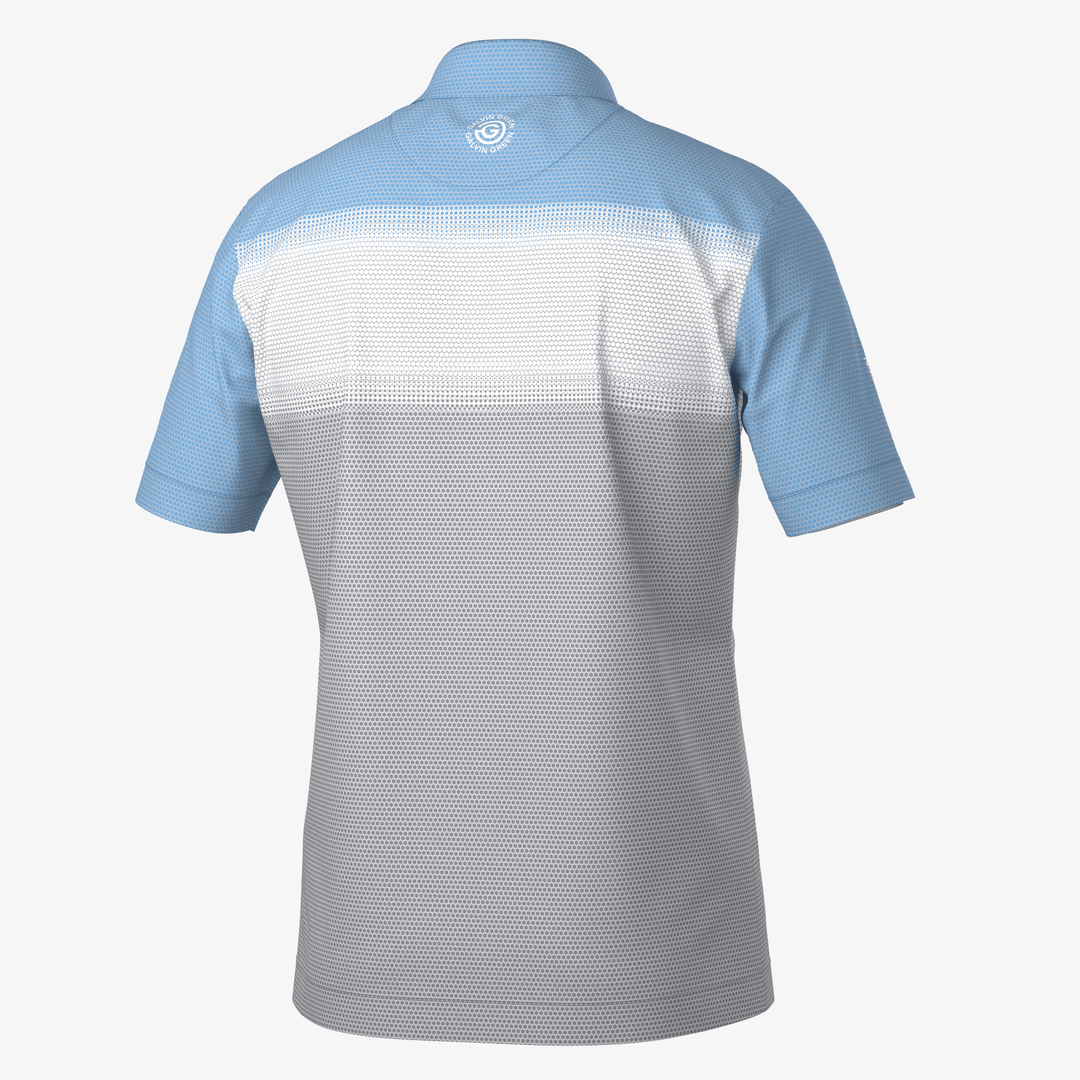 Mo is a Breathable short sleeve golf shirt for Men in the color Cool Grey/White/Alaskan Blue(7)