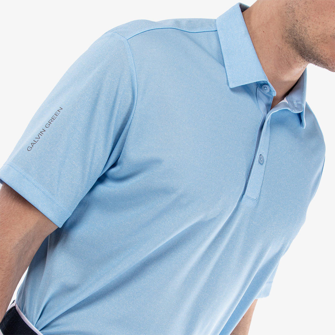 Marv is a Breathable short sleeve golf shirt for Men in the color Crystal Blue Melange(3)