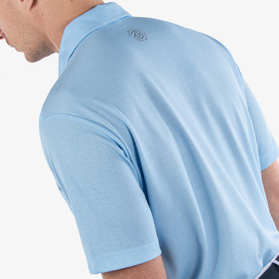 Marv is a Breathable short sleeve golf shirt for Men in the color Crystal Blue Melange(6)