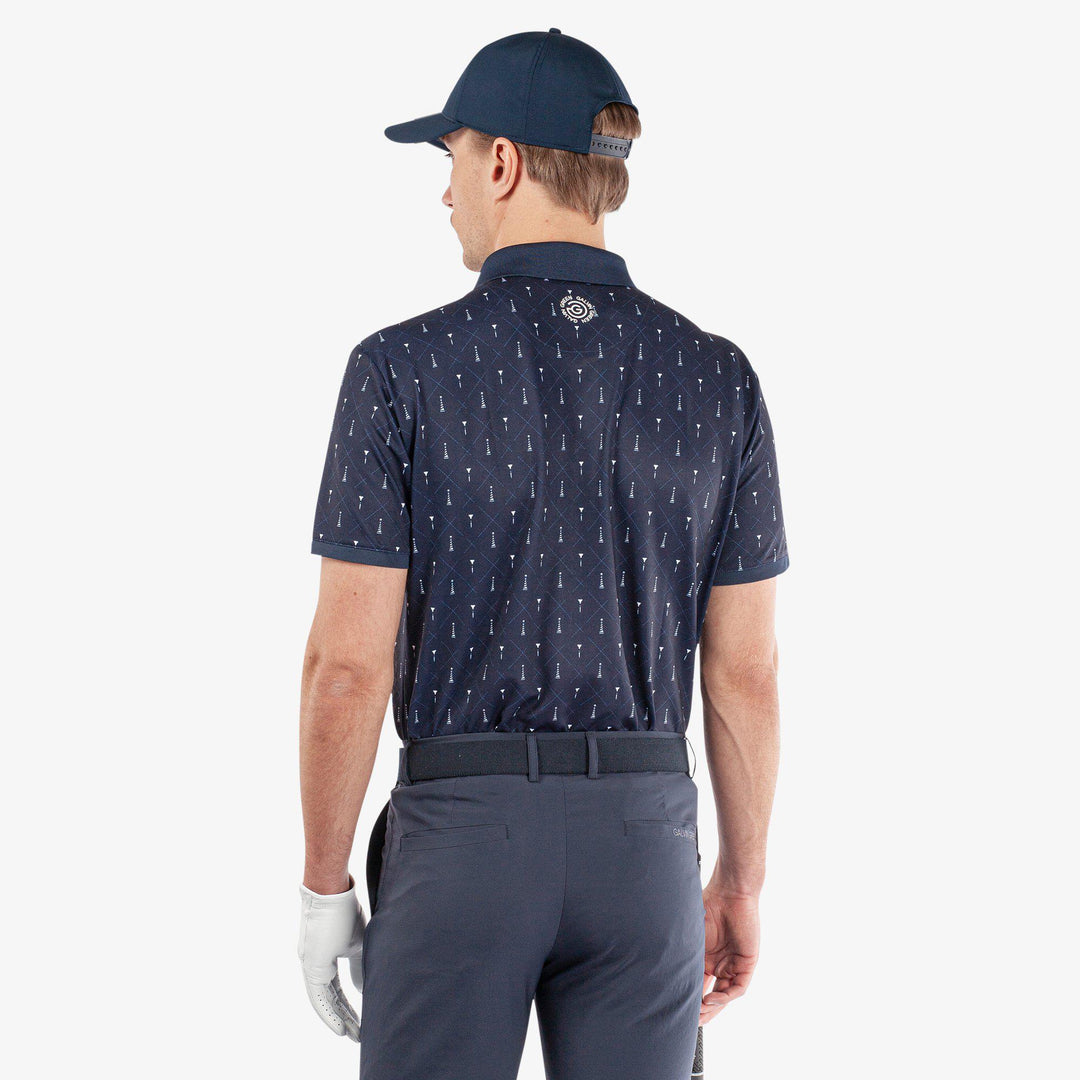 Manolo is a Breathable short sleeve golf shirt for Men in the color Navy/White(5)