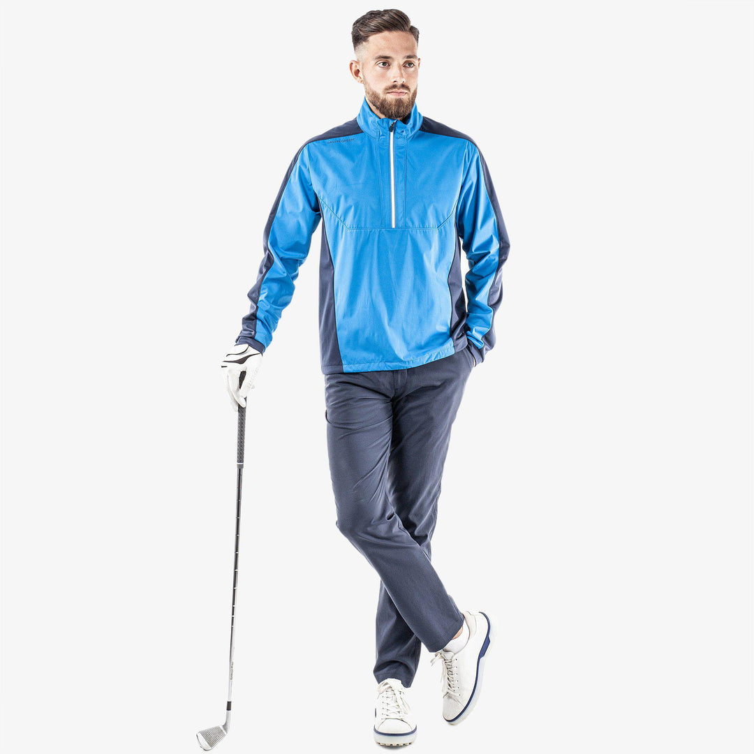 Lawrence is a Windproof and water repellent golf jacket for Men in the color Blue/Navy/White(2)