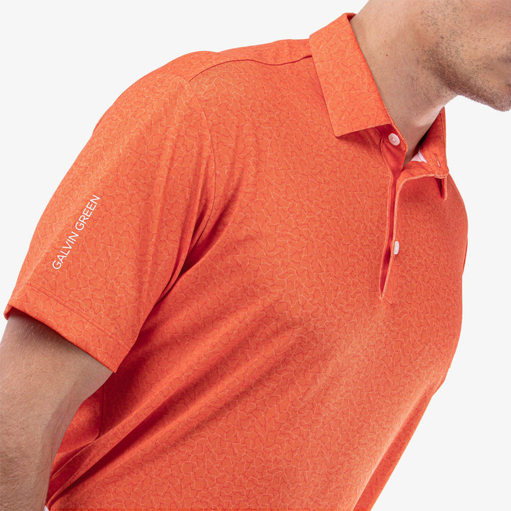 Mani is a Breathable short sleeve golf shirt for Men in the color Orange(3)
