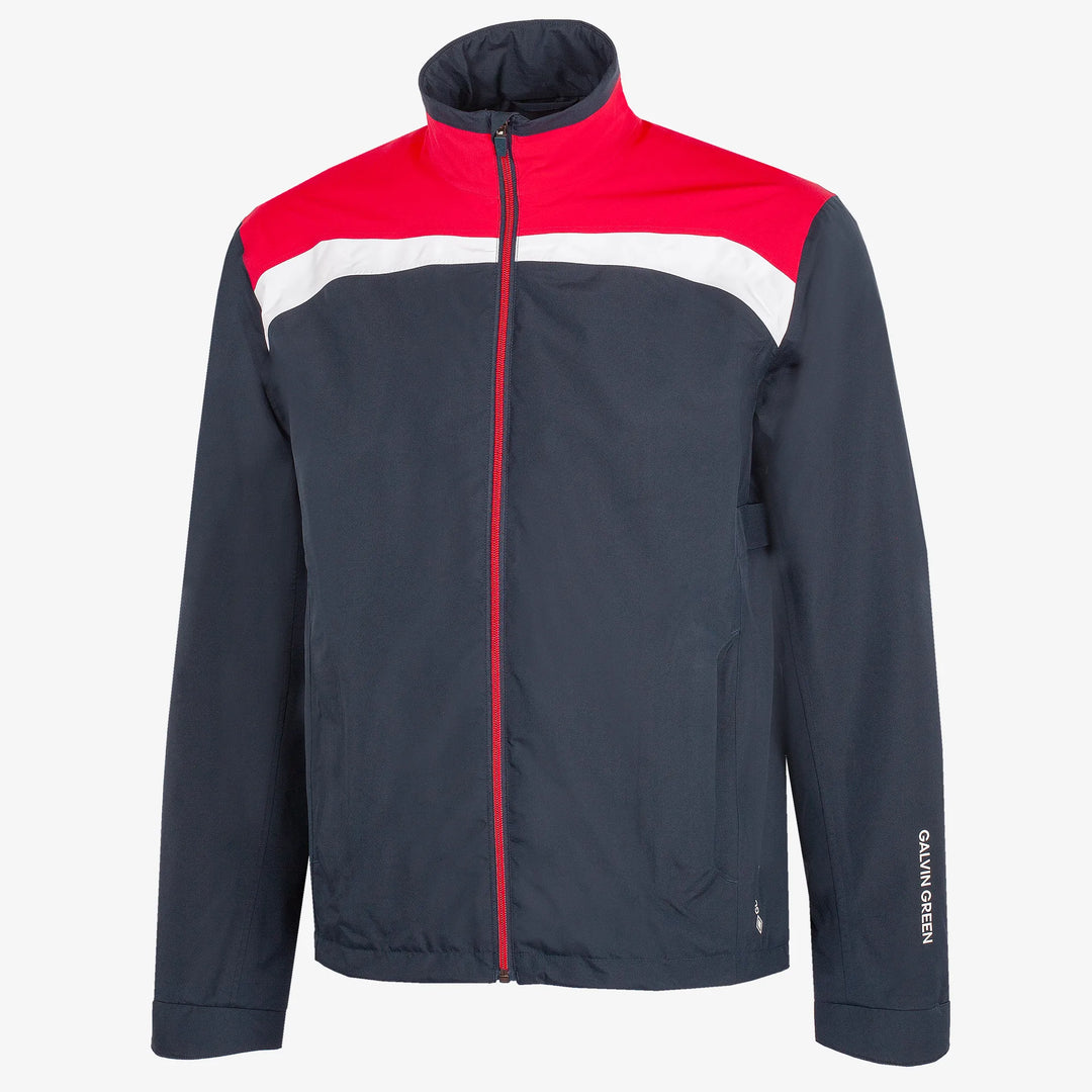 Anton is a Waterproof golf jacket for Men in the color Navy/Red(0)