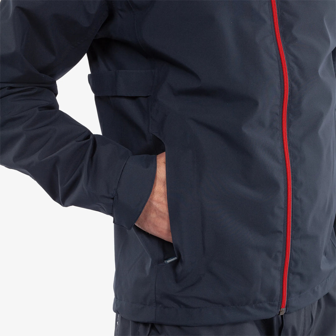 Anton is a Waterproof golf jacket for Men in the color Navy/Red(3)