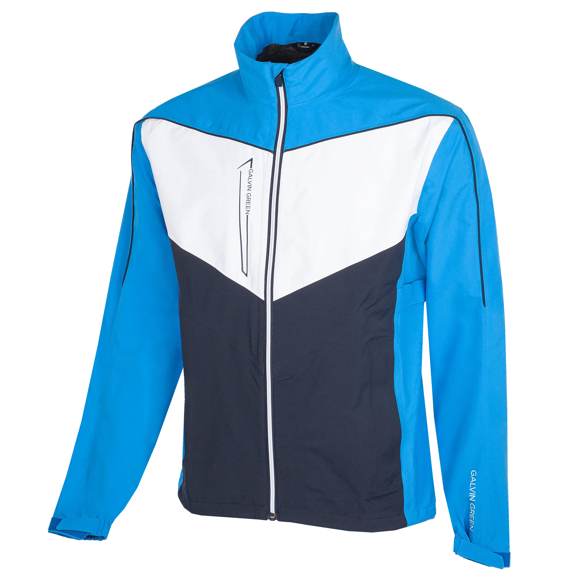 Armstrong Waterproof golf jacket Blue/Navy/White – Galvin Green