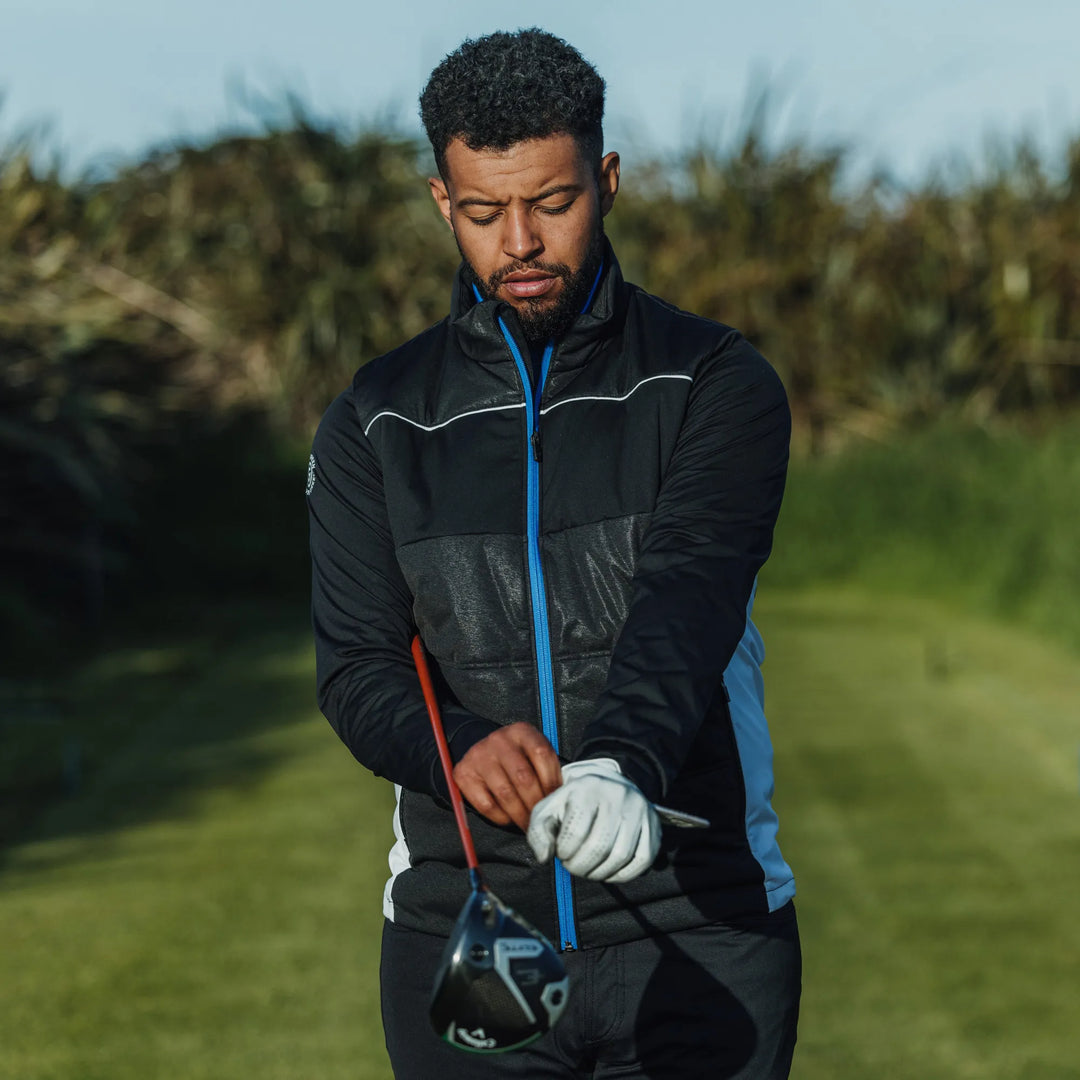 Lennon is a Windproof and water repellent golf jacket for Men in the color Black/White/Royal Blue(8)