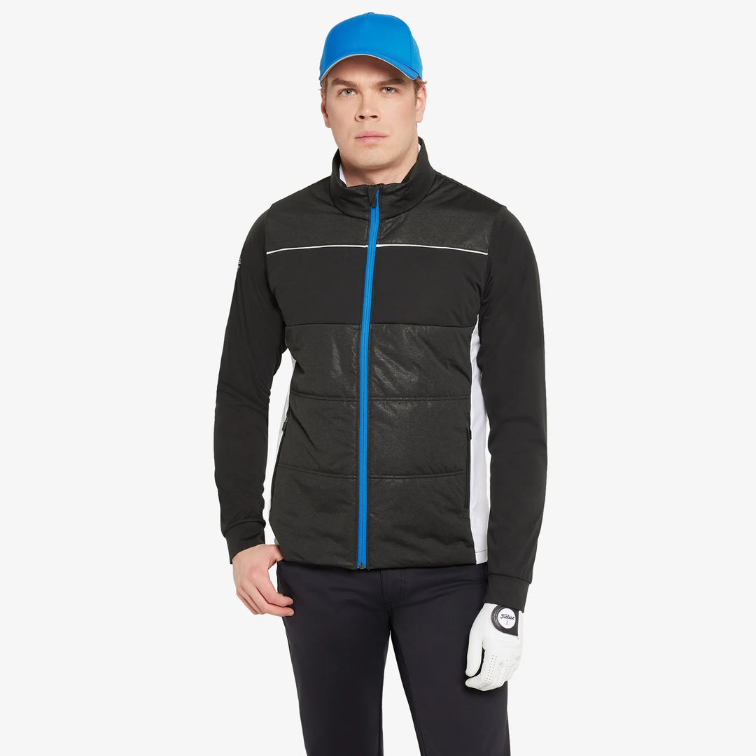 Lennon is a Windproof and water repellent golf jacket for Men in the color Black/White/Royal Blue(1)