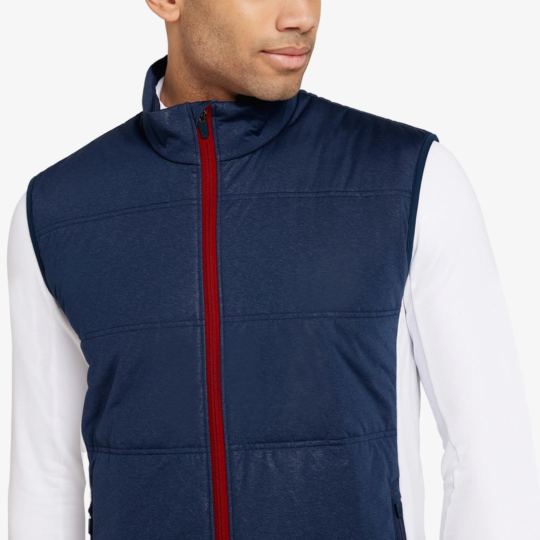 Lennox is a Windproof and water repellent golf vest for Men in the color Navy/White/Red(3)