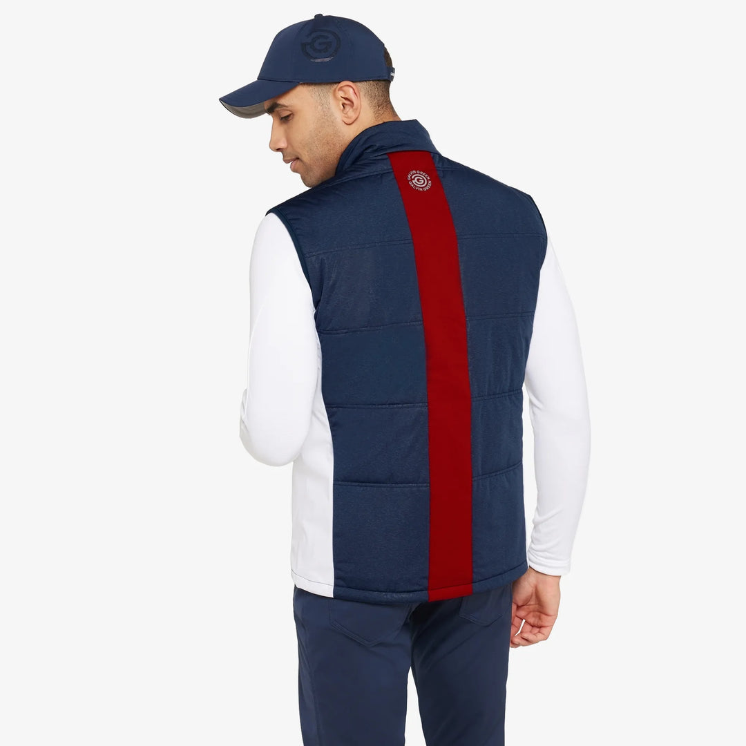 Lennox is a Windproof and water repellent golf vest for Men in the color Navy/White/Red(4)