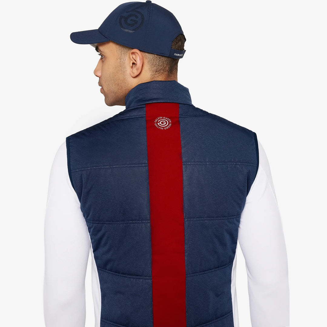 Lennox is a Windproof and water repellent golf vest for Men in the color Navy/White/Red(5)