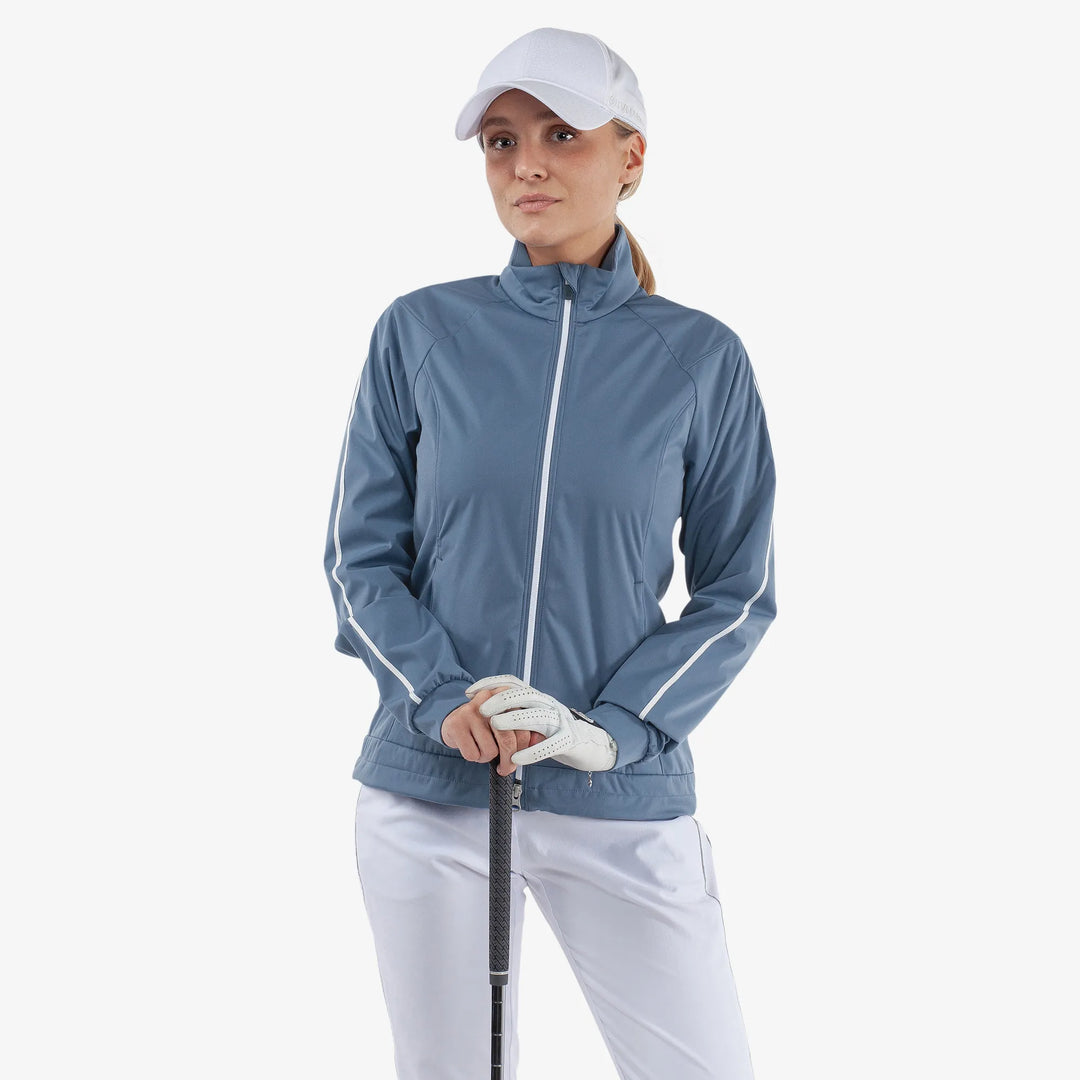 Lissy is a Windproof and water repellent golf jacket for Women in the color Moonlight Blue/White(1)