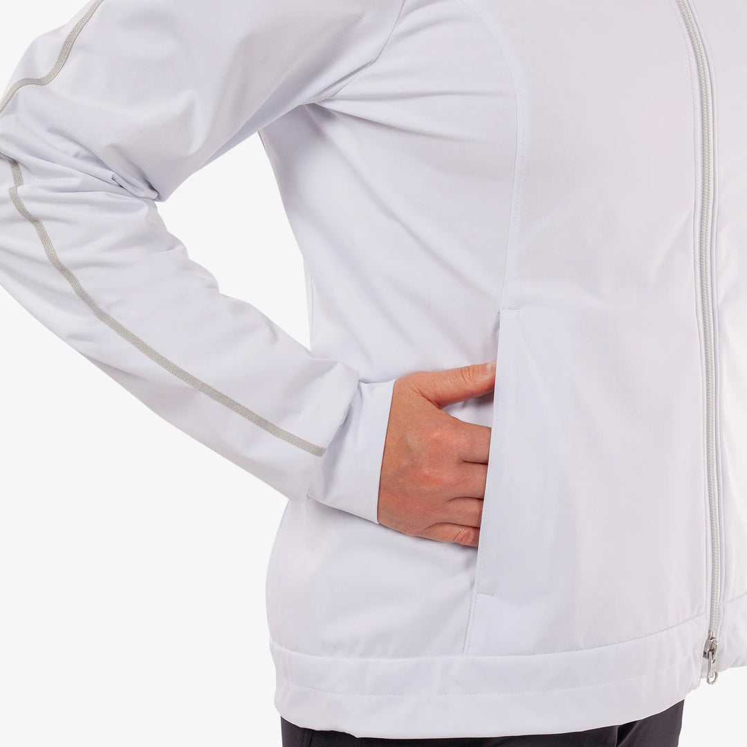 Lissy is a Windproof and water repellent golf jacket for Women in the color White/Cool Grey(4)