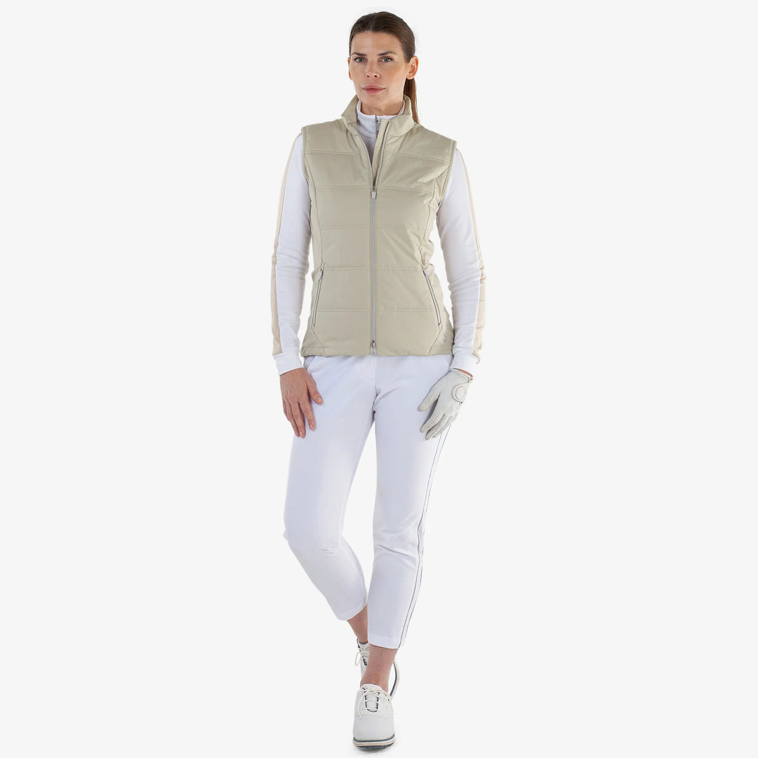 Luna is a Windproof and water repellent golf vest for Women in the color Sand(2)