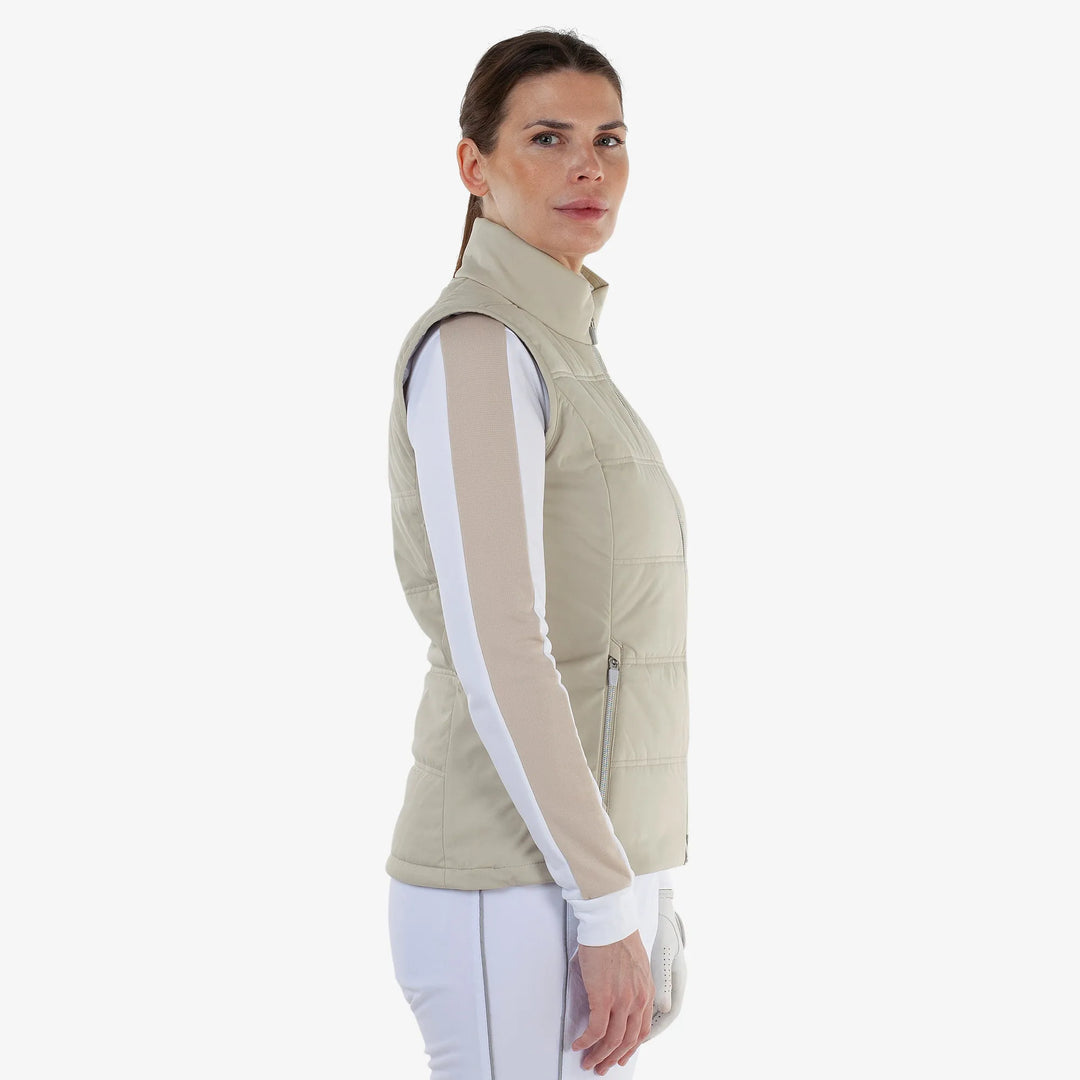 Luna is a Windproof and water repellent golf vest for Women in the color Sand(3)