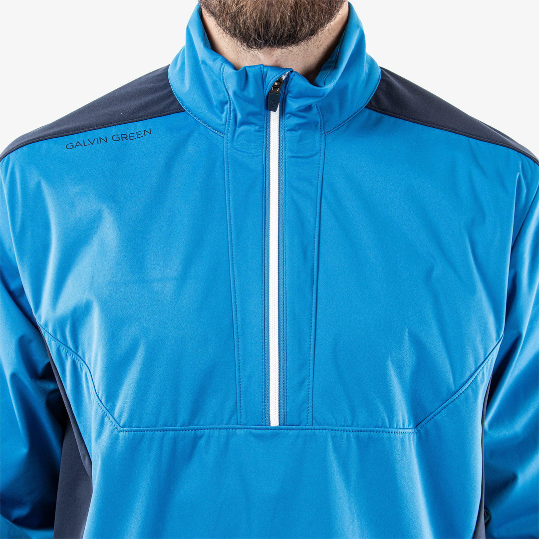 Lawrence is a Windproof and water repellent golf jacket for Men in the color Blue/Navy/White(3)