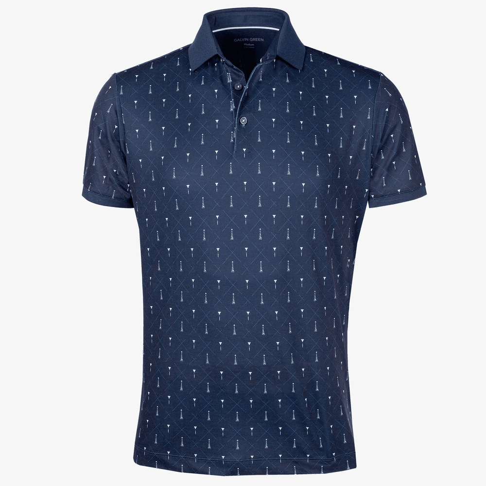 Manolo is a Breathable short sleeve golf shirt for Men in the color Navy/White(0)