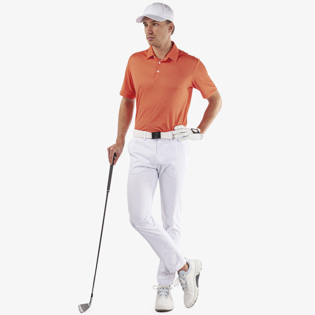 Mani is a Breathable short sleeve golf shirt for Men in the color Orange(2)