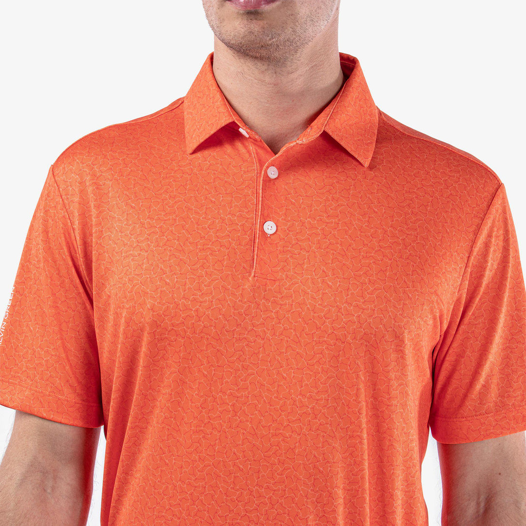 Mani is a Breathable short sleeve golf shirt for Men in the color Orange(4)