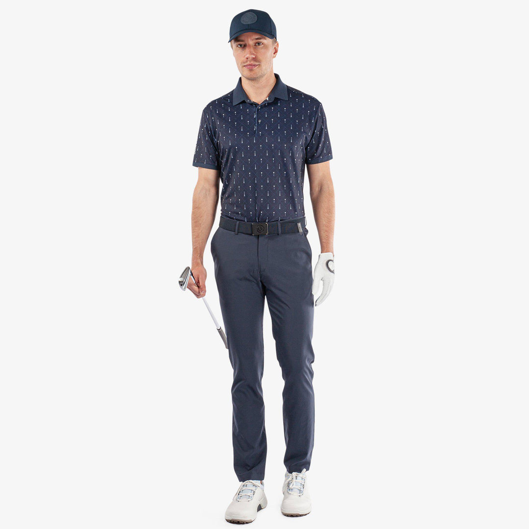 Manolo is a Breathable short sleeve golf shirt for Men in the color Navy/White(2)