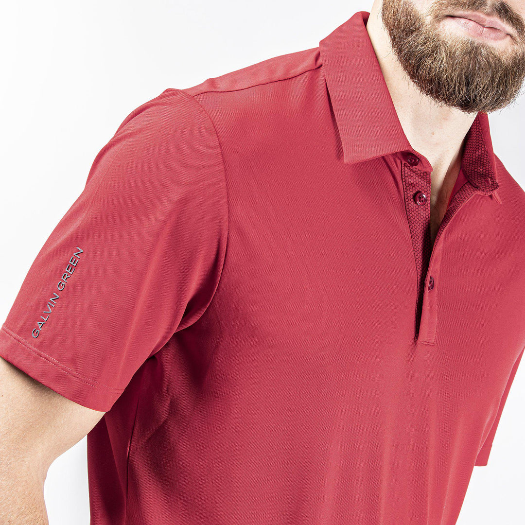 Milan is a Breathable short sleeve golf shirt for Men in the color Red(3)