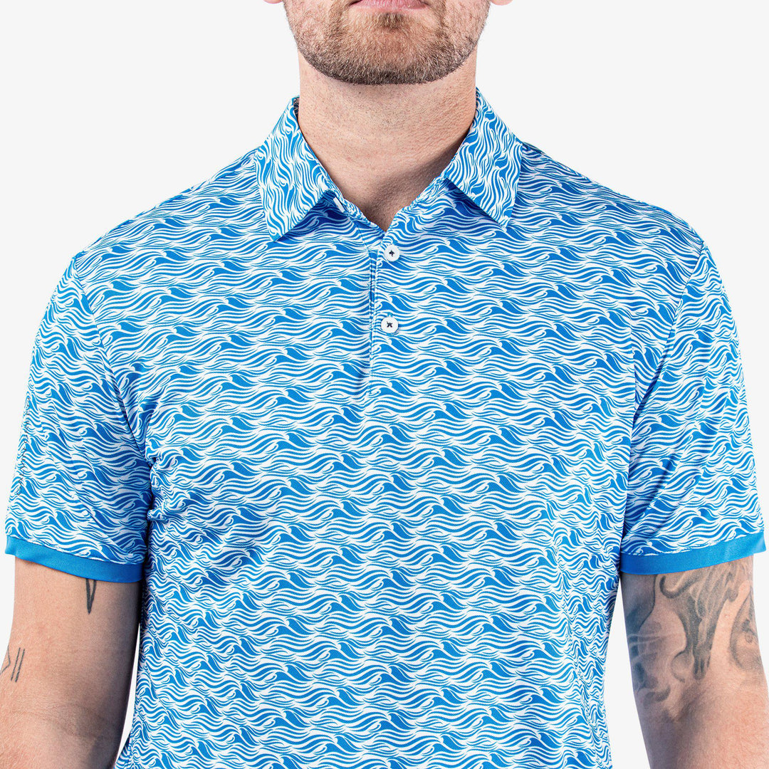 Madden is a Breathable short sleeve golf shirt for Men in the color Blue/White(4)