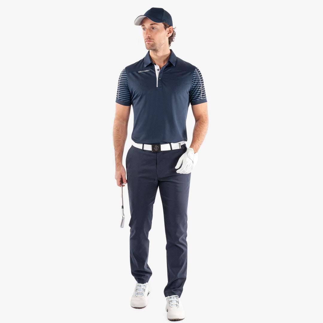 Milion is a Breathable short sleeve golf shirt for Men in the color Navy/White(2)