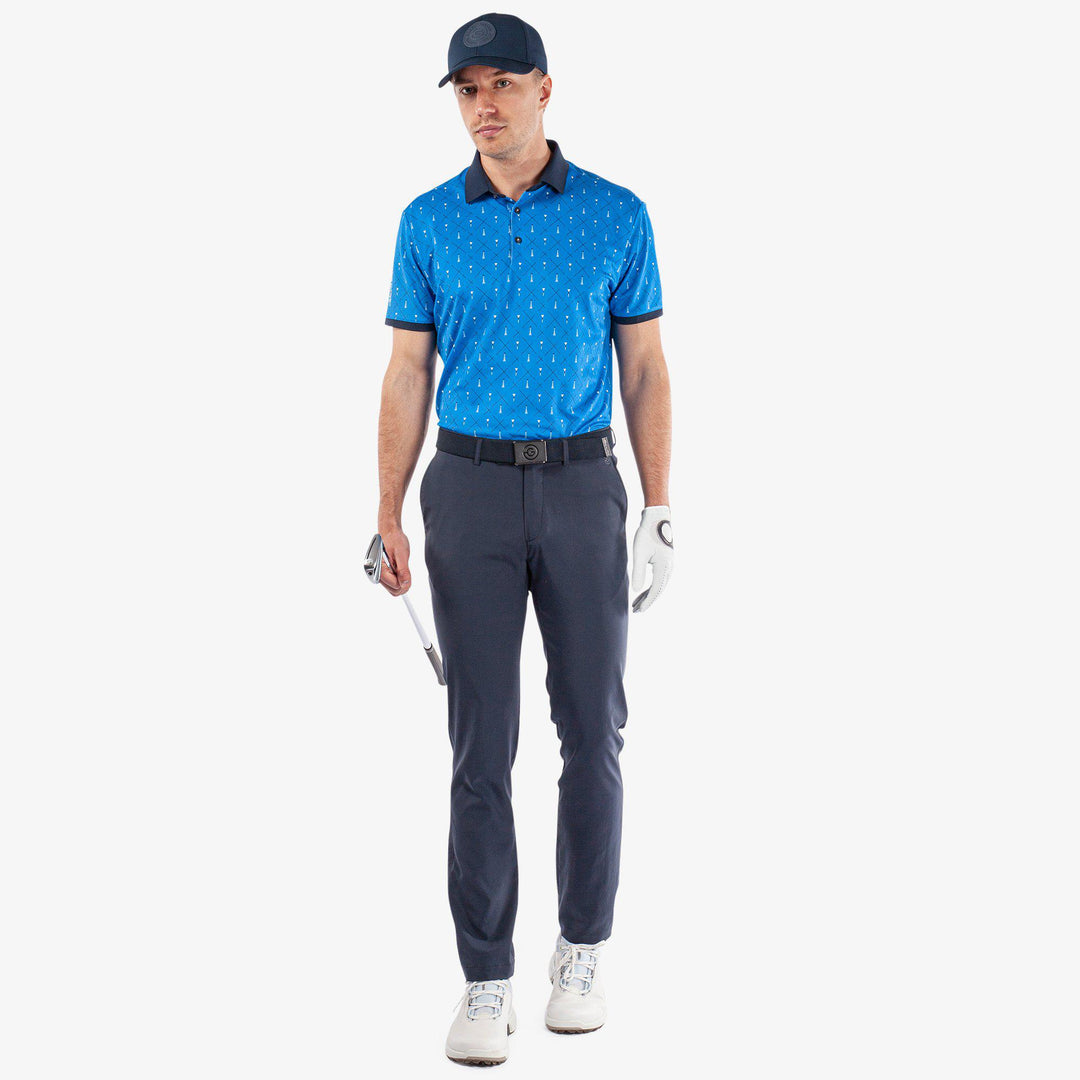 Manolo is a Breathable short sleeve golf shirt for Men in the color Blue/White/Navy(2)