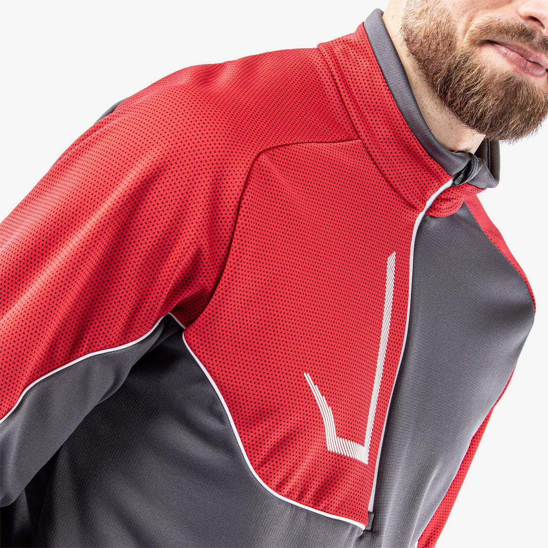 Daxton is a Insulating golf mid layer for Men in the color Forged Iron/Red/White (4)