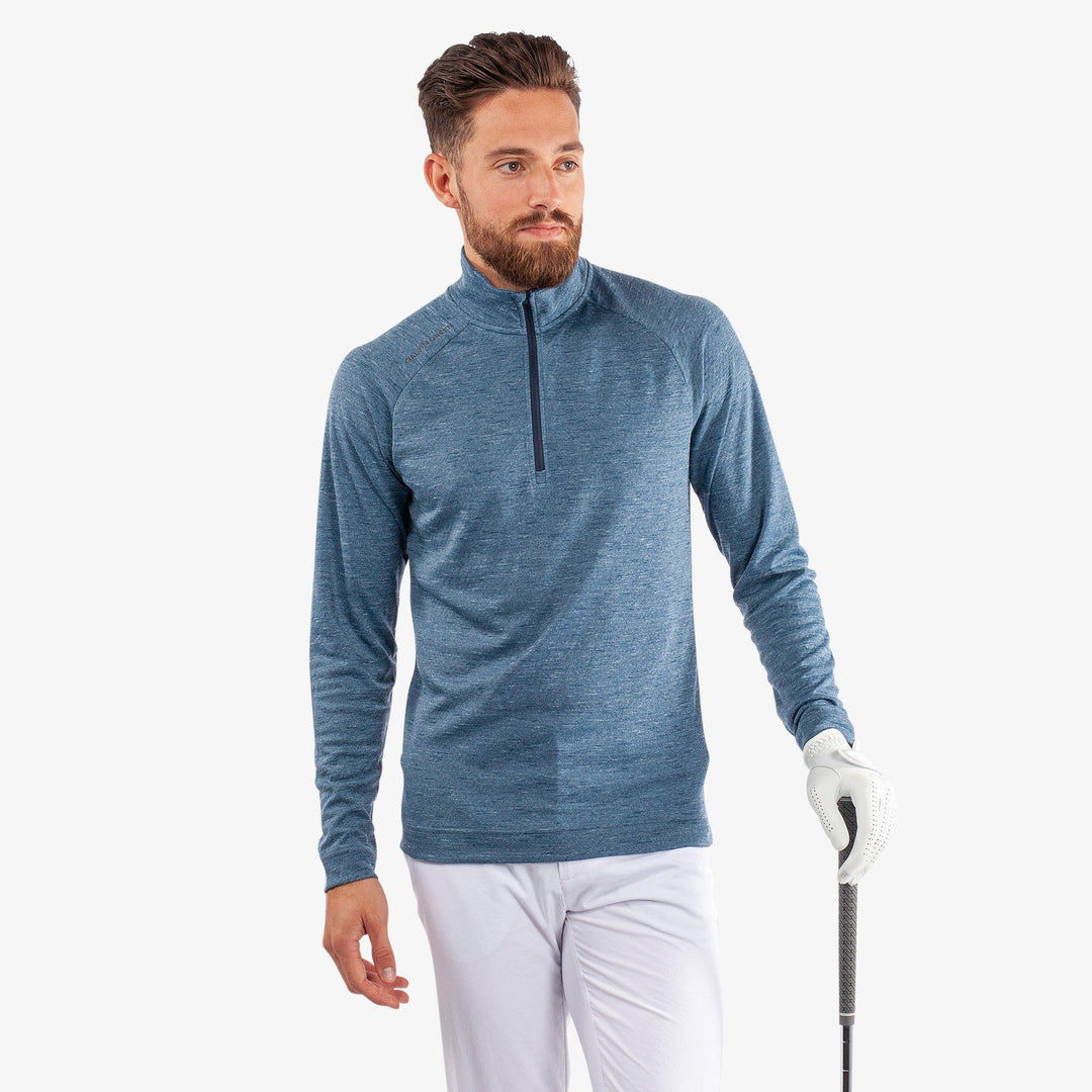 Dion is a Insulating golf mid layer for Men in the color Blue Melange (1)