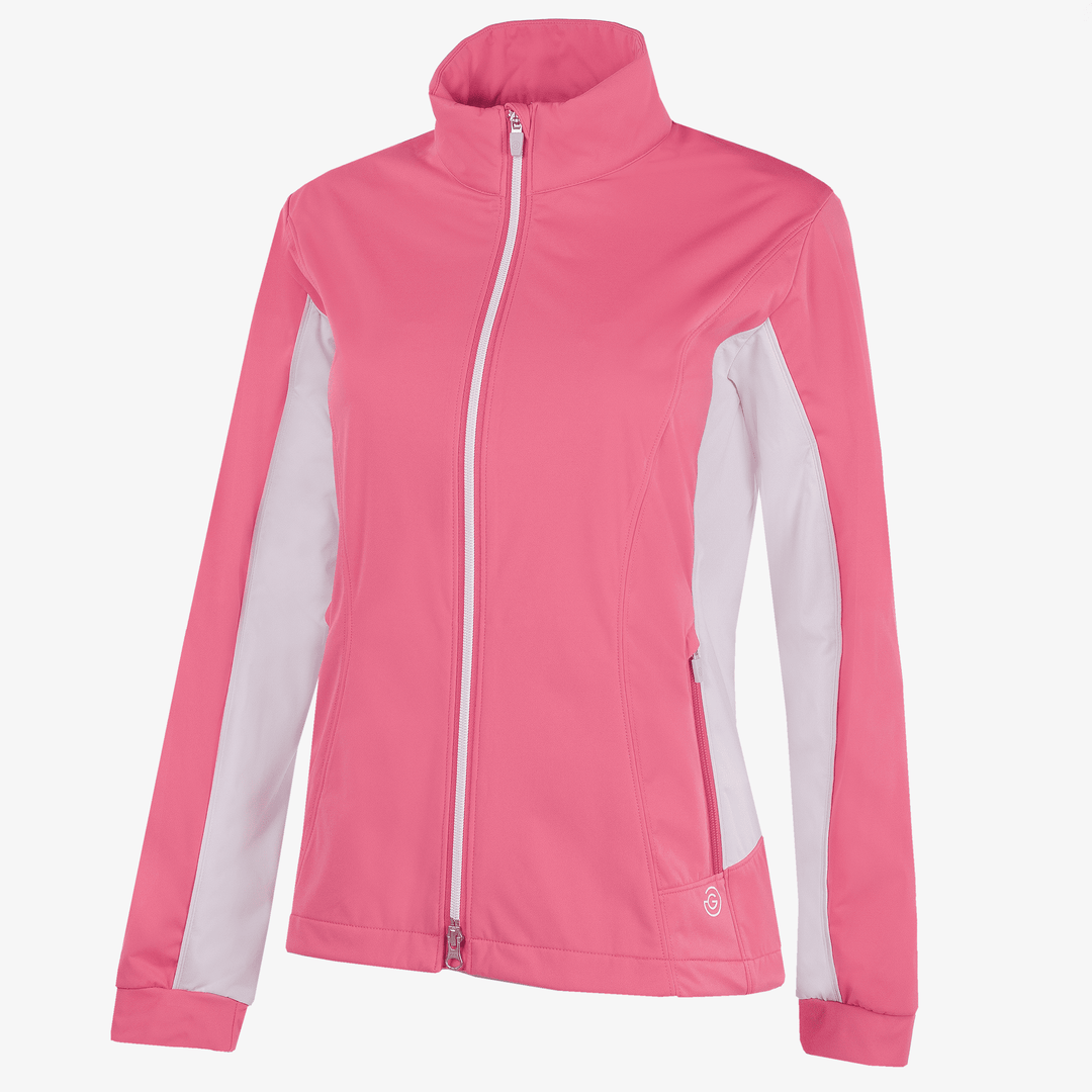 Larissa is a Windproof and water repellent golf jacket for Women in the color Camelia Rose/White(0)