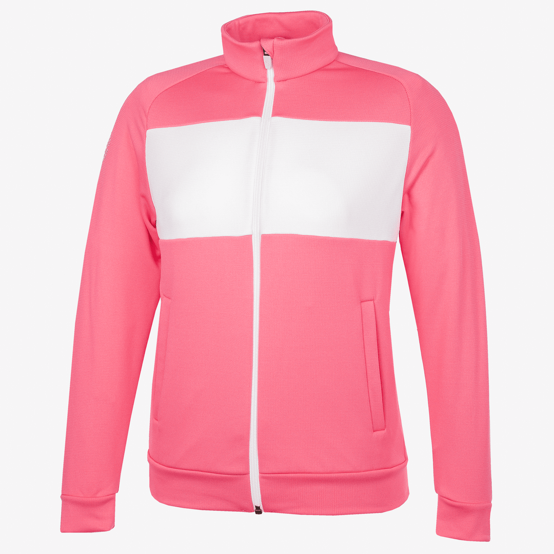 Rex is a Insulating golf mid layer for Juniors in the color Camelia Rose/White(0)