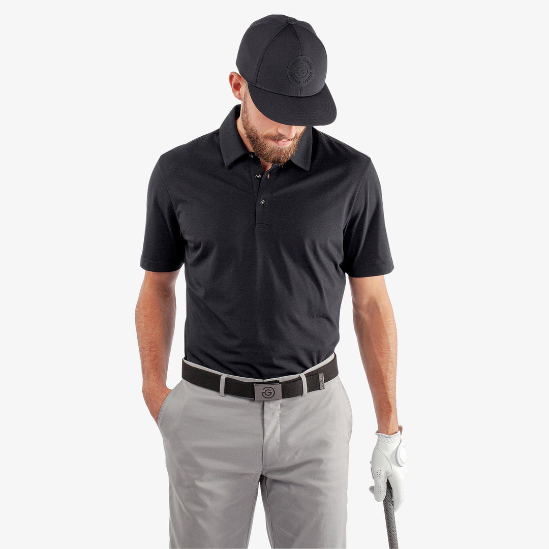 Marcelo is a Breathable short sleeve golf shirt for Men in the color Black(1)