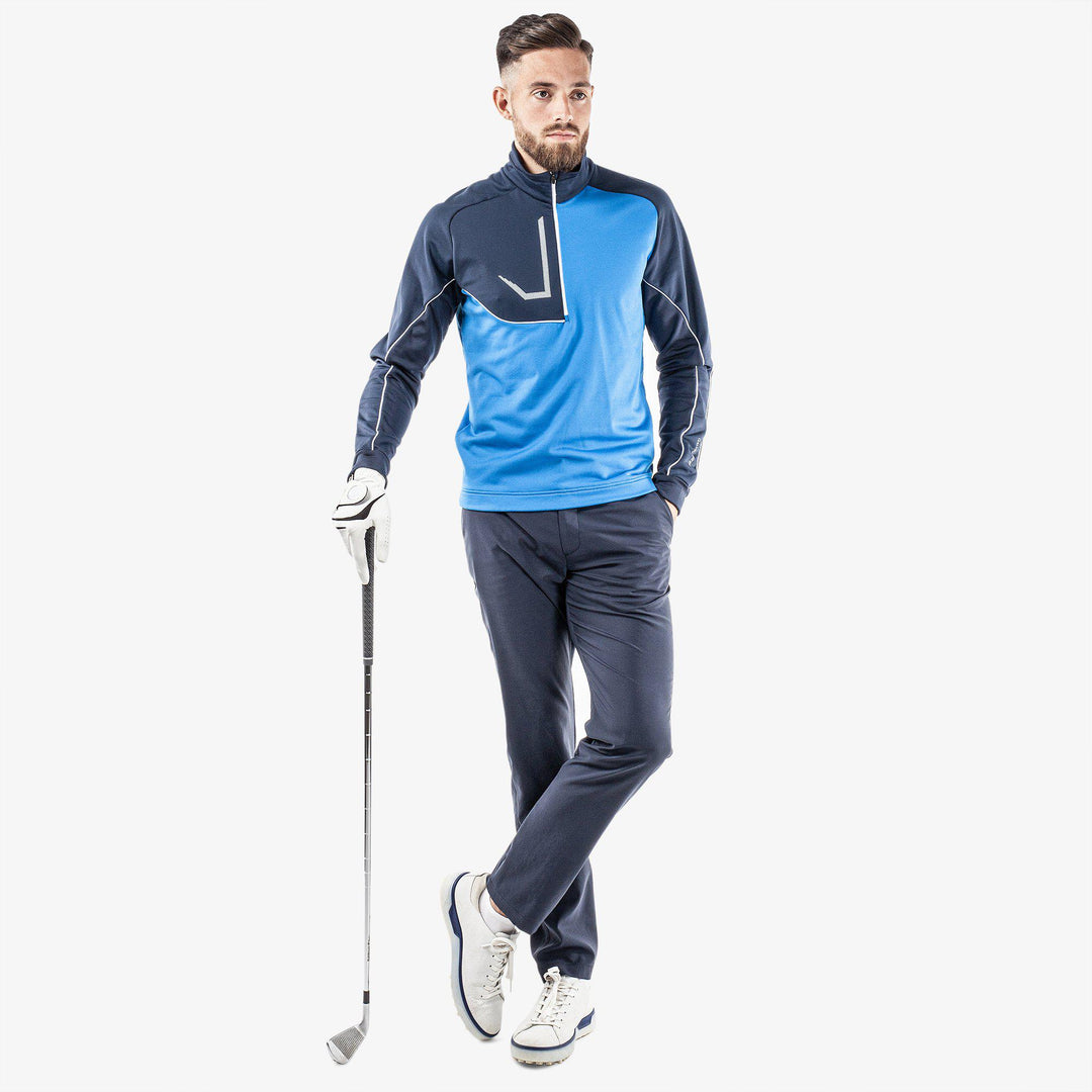 Daxton is a Insulating golf mid layer for Men in the color Blue/Navy/White(2)