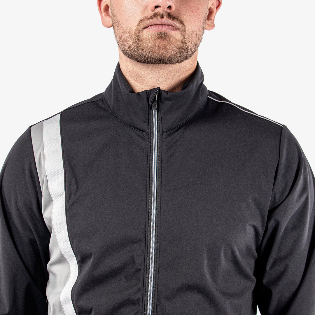 Lucien is a Windproof and water repellent golf jacket for Men in the color Black/Sharkskin/Cool Grey(4)