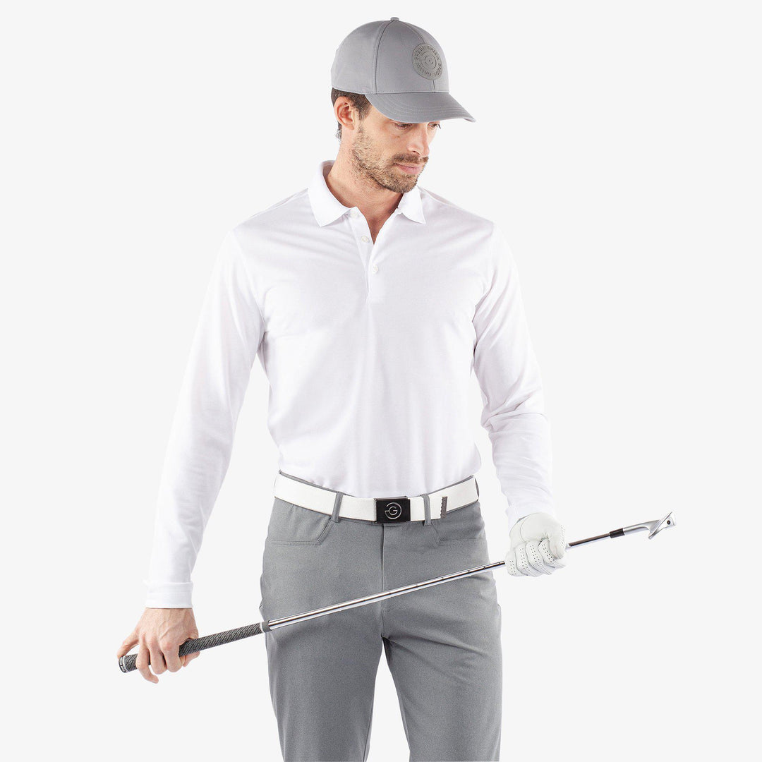 Michael is a Breathable long sleeve golf shirt for Men in the color White(1)