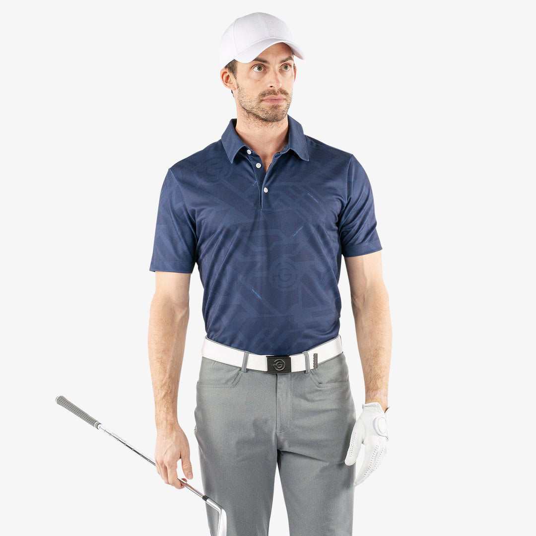Maze is a Breathable short sleeve golf shirt for Men in the color Navy(1)