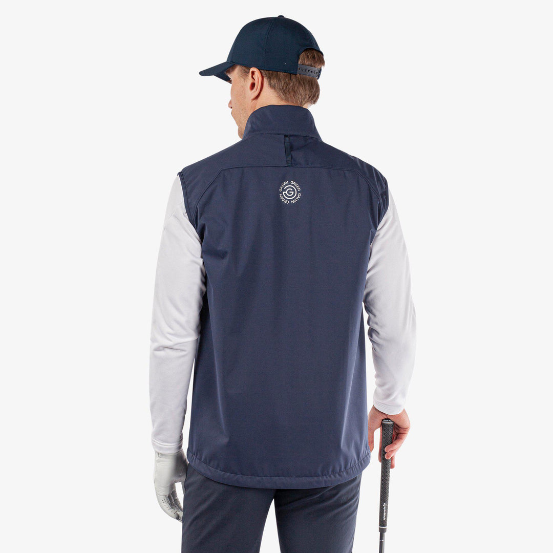 Lathan is a Windproof and water repellent golf vest for Men in the color Navy/White(6)