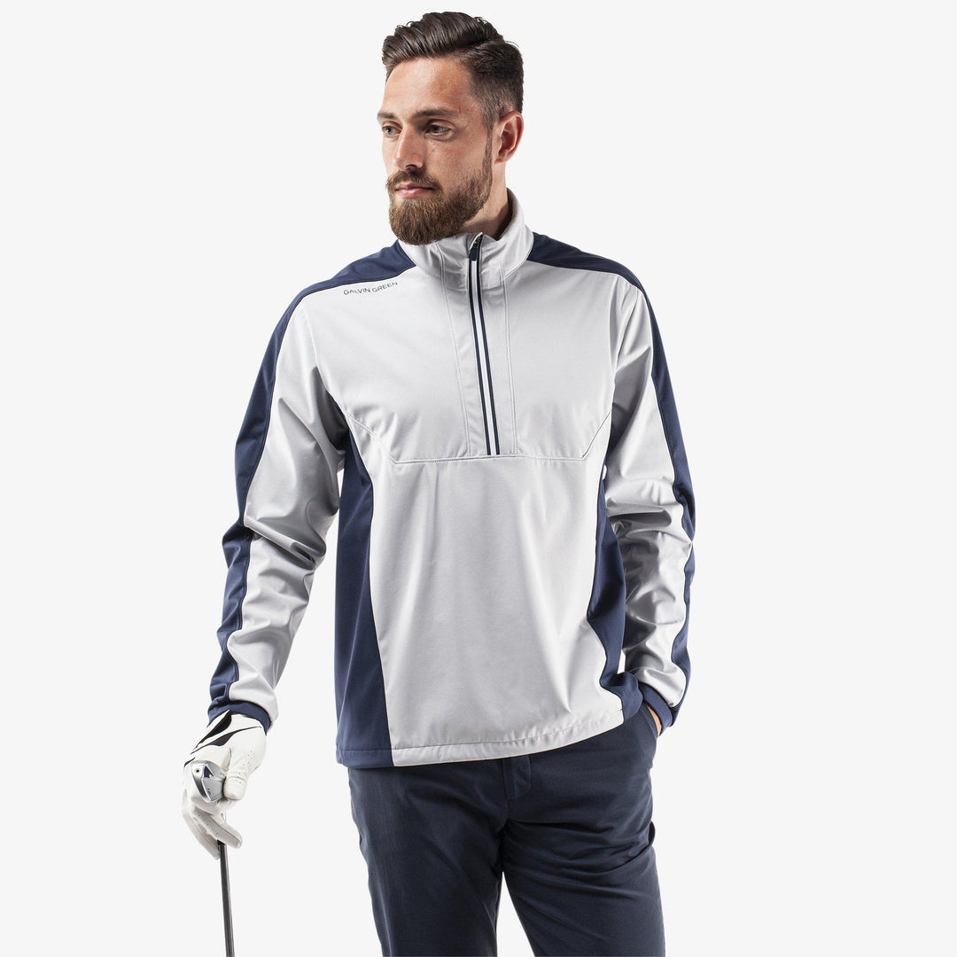 Lawrence is a Windproof and water repellent golf jacket for Men in the color Cool Grey/Navy(1)
