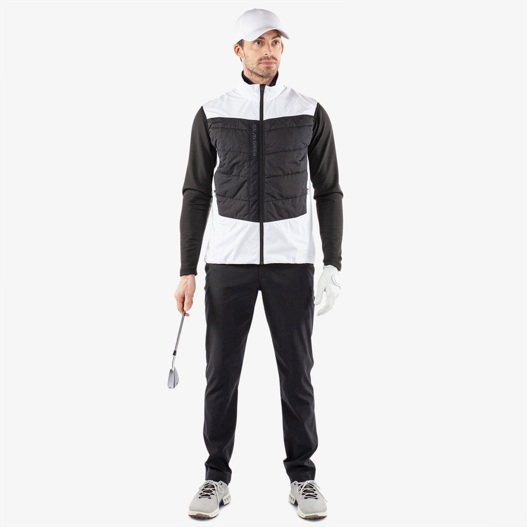 Lauro is a Windproof and water repellent golf vest for Men in the color White/Black(2)