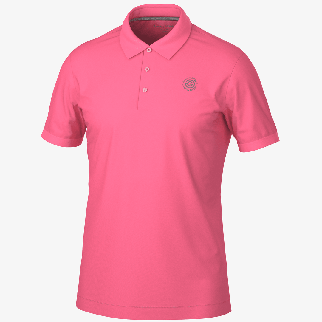 Maximilian is a Breathable short sleeve golf shirt for Men in the color Camelia Rose(0)