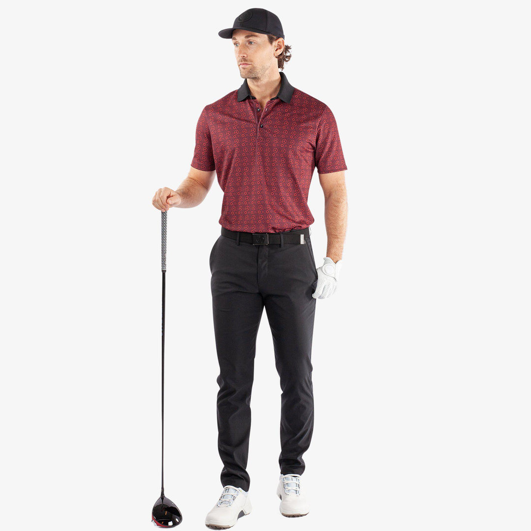 Miracle is a Breathable short sleeve golf shirt for Men in the color Red/Black(2)