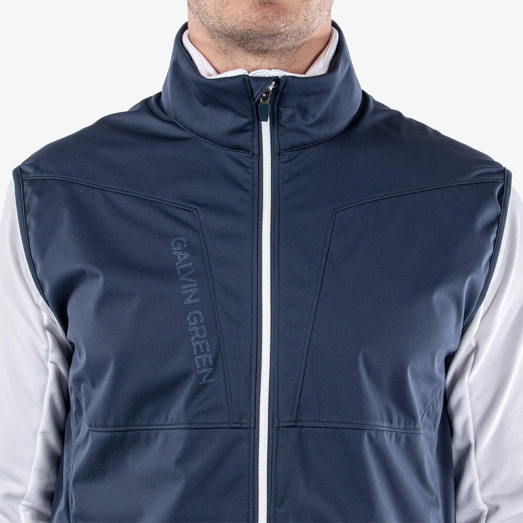Lathan is a Windproof and water repellent golf vest for Men in the color Navy/White(4)