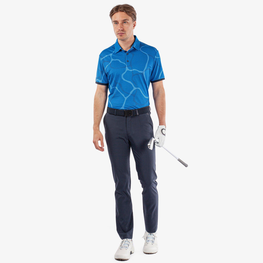 Markos is a Breathable short sleeve golf shirt for Men in the color Blue/Navy(2)