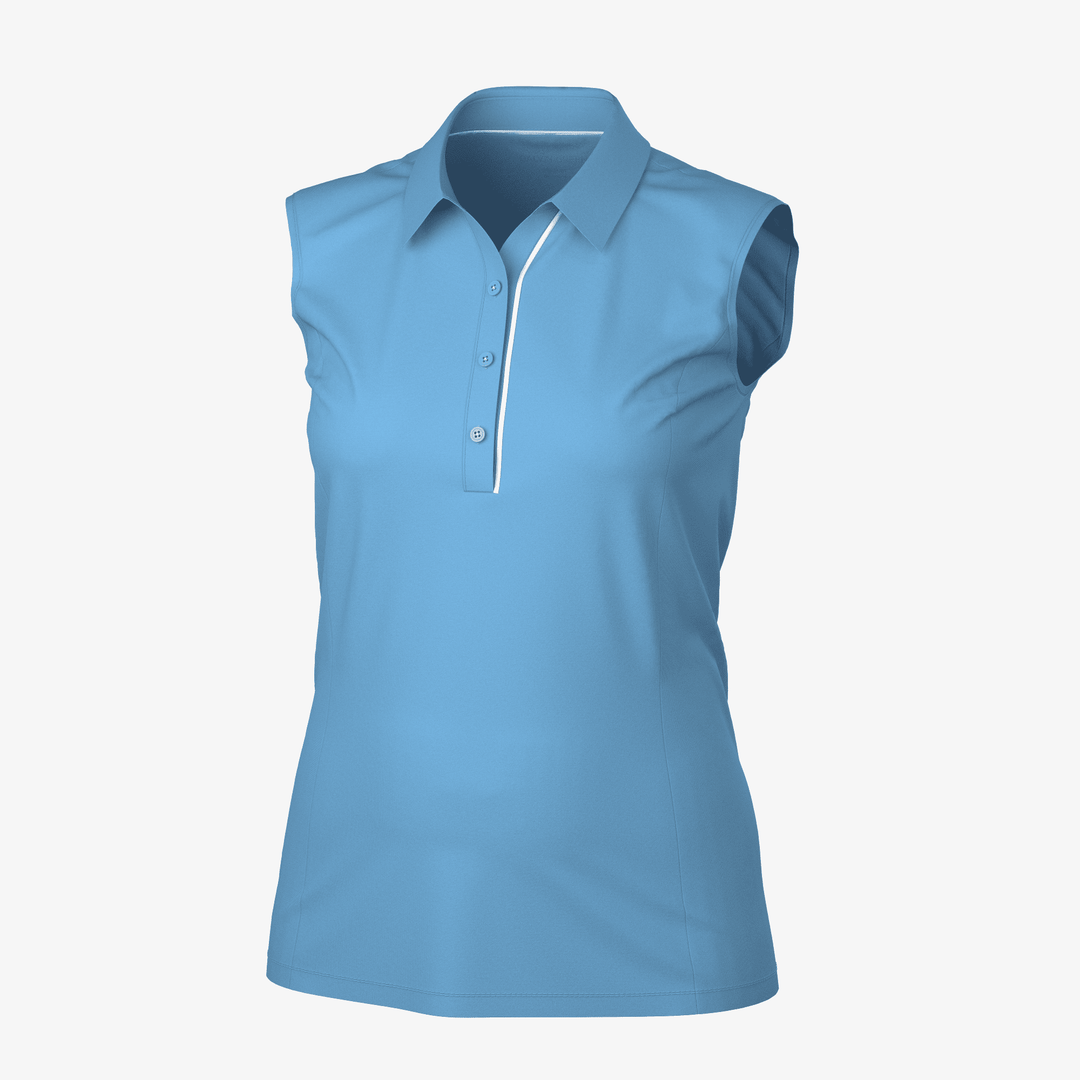 Meg is a Breathable short sleeve golf shirt for Women in the color Alaskan Blue/White(0)