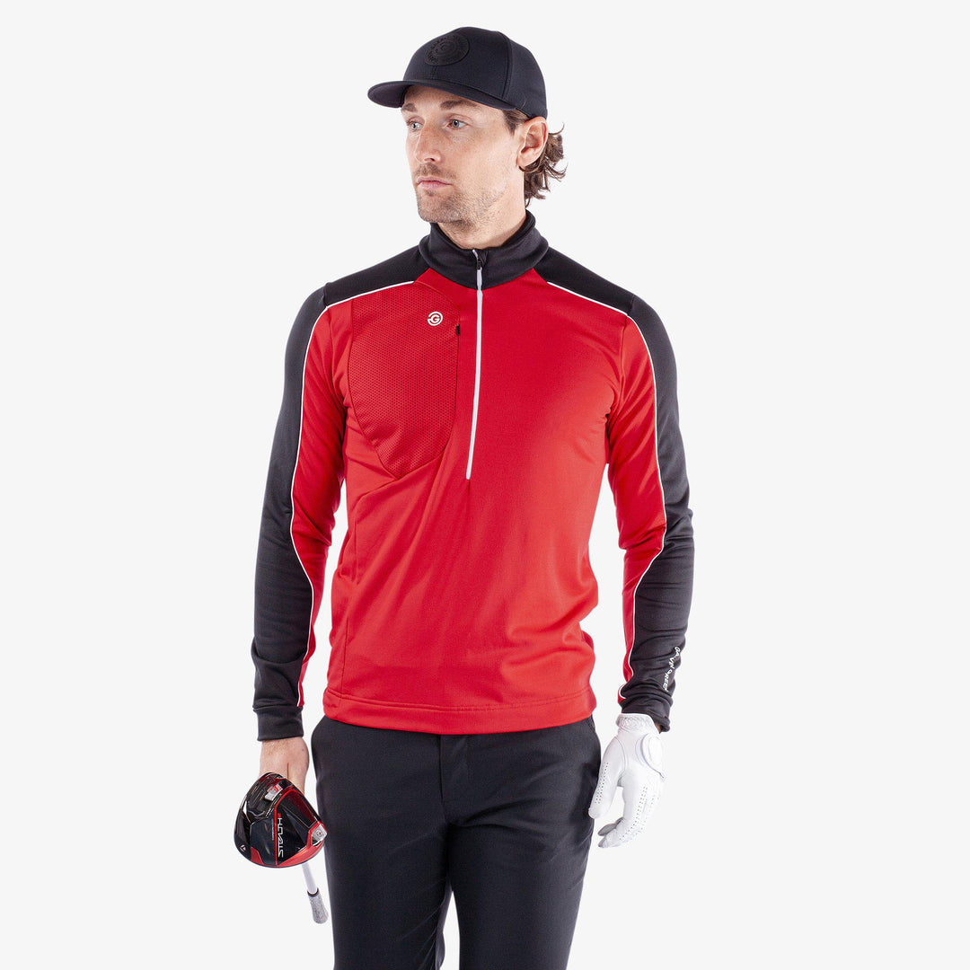 Dave is a Insulating golf mid layer for Men in the color Red/Black(1)